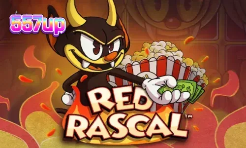 Interface visual e design de personagens do slot Red Rascal